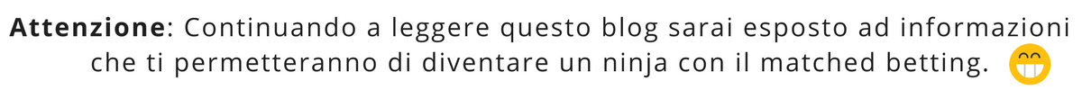 come guadagnare online-Attenzione: Continuando a leggere questo blog sarai esposto ad informazioni che ti permetteranno di diventare un ninja con il matched betting-ninjabet